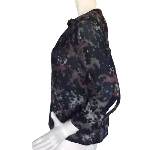 SAMSOE SAMSOE Blouse, M, Elm shirt, Camo, Buttons, 3/4 sleeves, Green/Purple - Picture 6 of 13